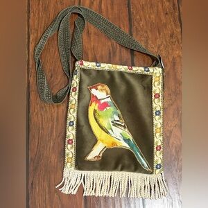 Handcrafted Crossbody Bird Applique Purse
